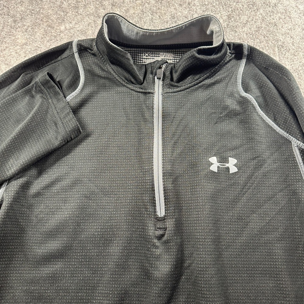 Under Armour 1/4 Zip Pullover Mens XL‎ Black ColdGear Fitted Athletic Shirt